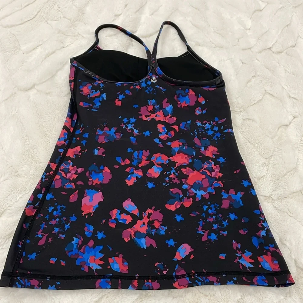 LULULEMLON | black tank with blue-purple design - Picture 2 of 6